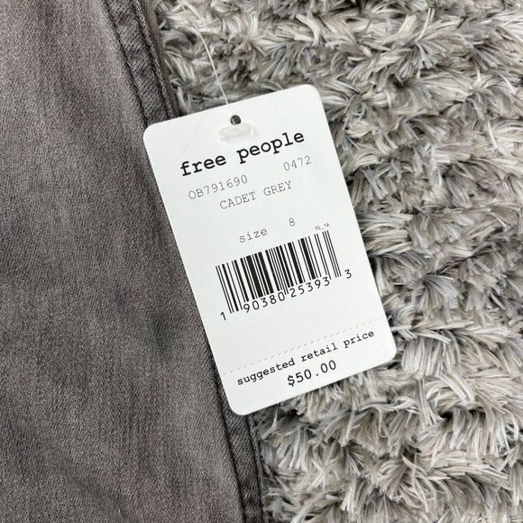 Free People Skirt Woman 8 Gray Modern Novelty Mini Skirt Denim Preppy - Picture 5 of 7